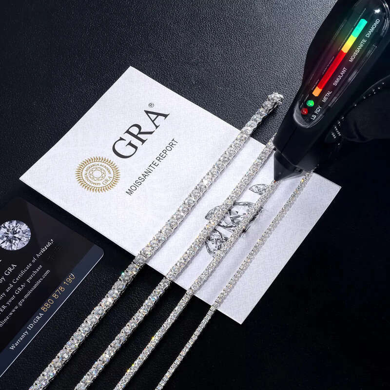 Wholesale Price Moissanite Dia VVS Chain 2mm 3mm 4mm 5mm Sterg Sier Men Women Iced Out Tennis Bracelets Necklaces