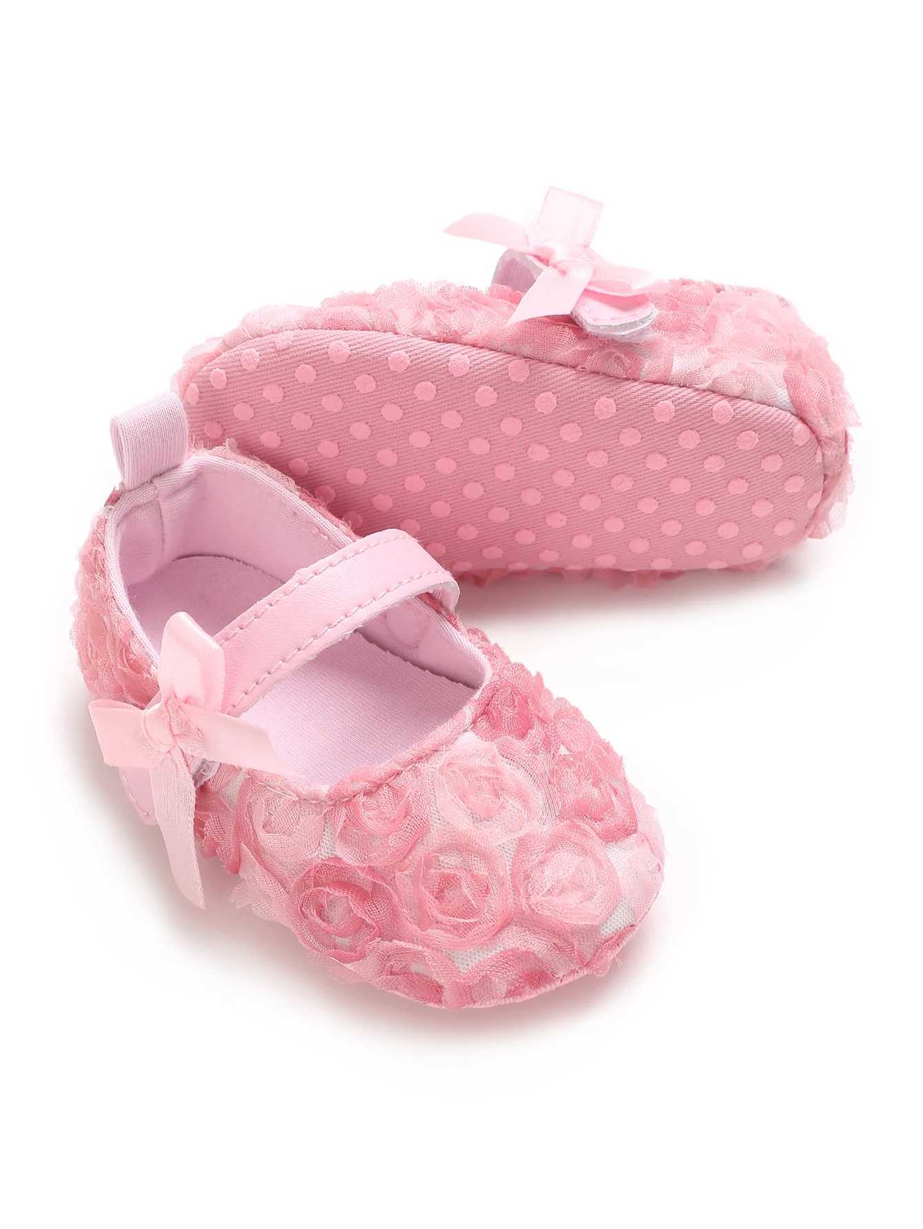 Girls Floral Lace Princess Flats SlipOn BowKnot Casual Shoes NonSlip Infant Crib Sneakers SpringFall Fabric Upper with CJ250930
