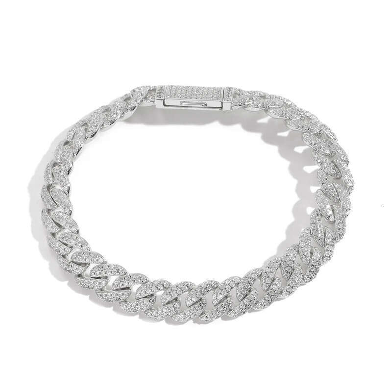 Moissanite Chains 10m 16-24inch Sterling Sier Pass Test Dia Cuban Chain Necklace Bracelet For Women/Men Nice Gift