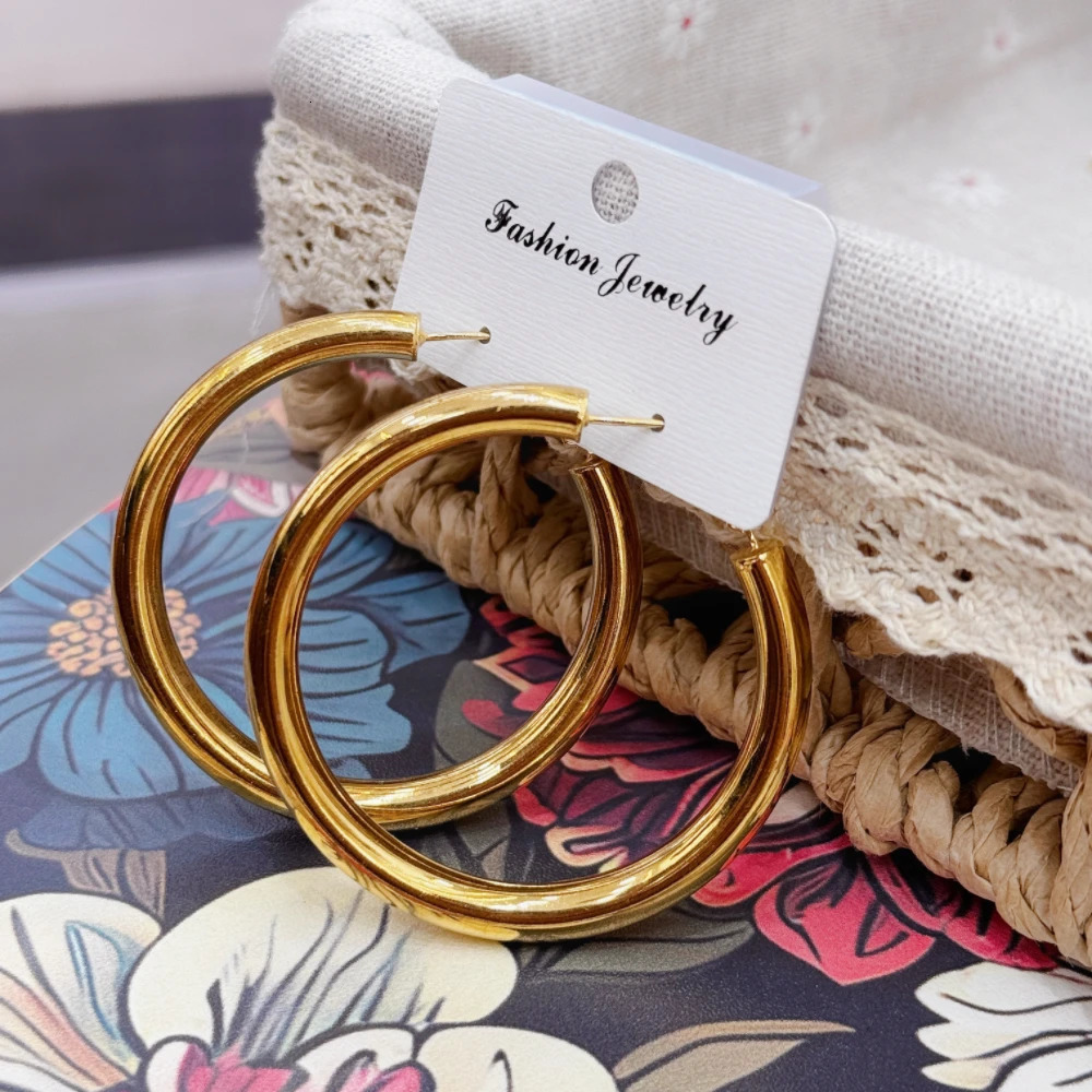 Earrings Hoops Fashion Copper Women Metal Round Stainless Steel Womens Jewelry 250930