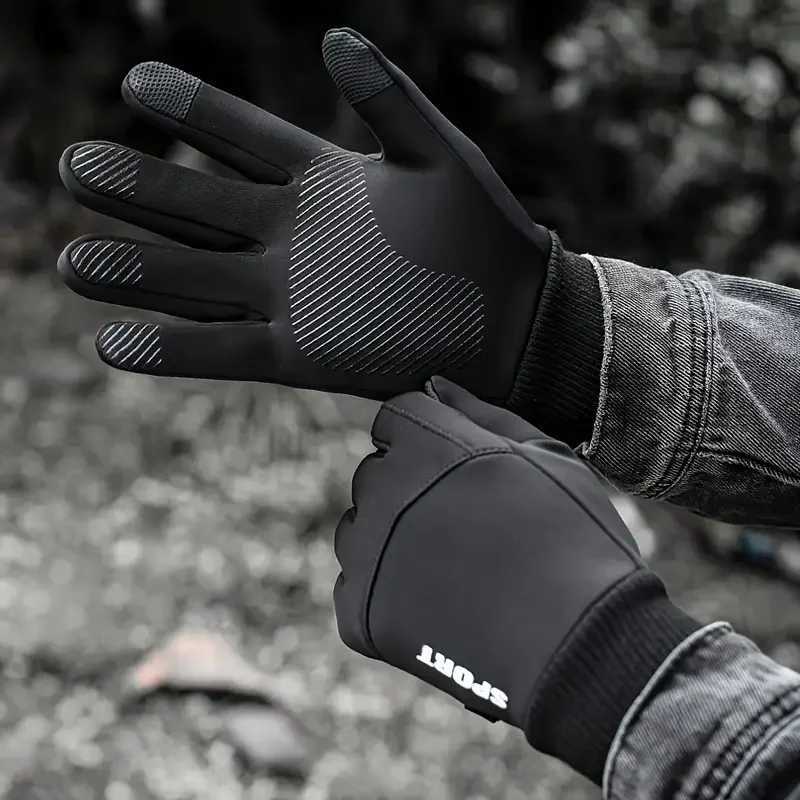 Fleece Lined Winter Thermal Gloves Waterproof Windproof Full Finger Touchscreen Gloves Outdoor Sports Cycling Motorcycle Warm Z250925