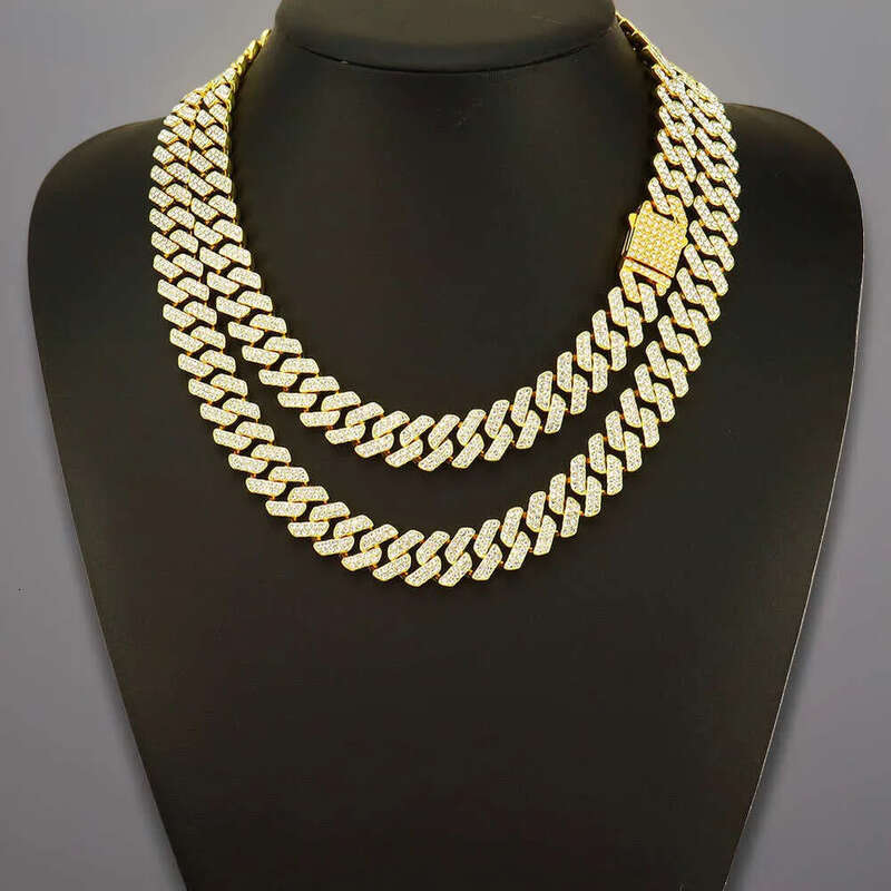 15mm Full Dia Chain Men's Miami Cuban Necklace Fashion Hip Hop Unisex Designer Jewelry y