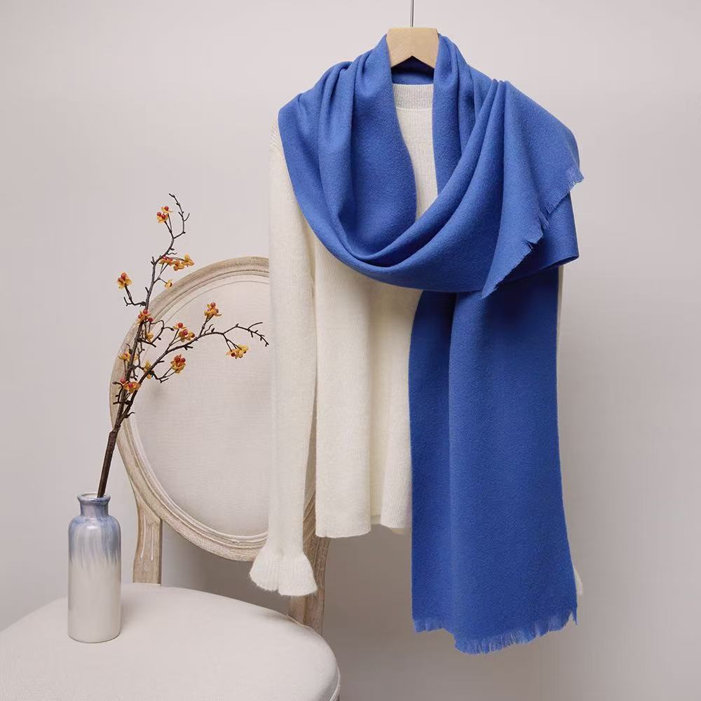 T1956 pure wool scarf autumn and winter warm all-match solid color