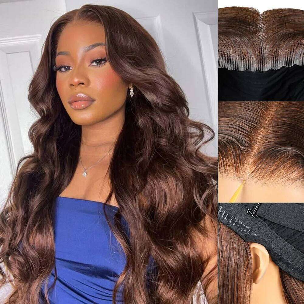 Ready To Go Front Body Wave 7X4 Pre Cut HD Lace Hair 250% Straight Virgin Human Glueless Wigs Xiusiyuan2510