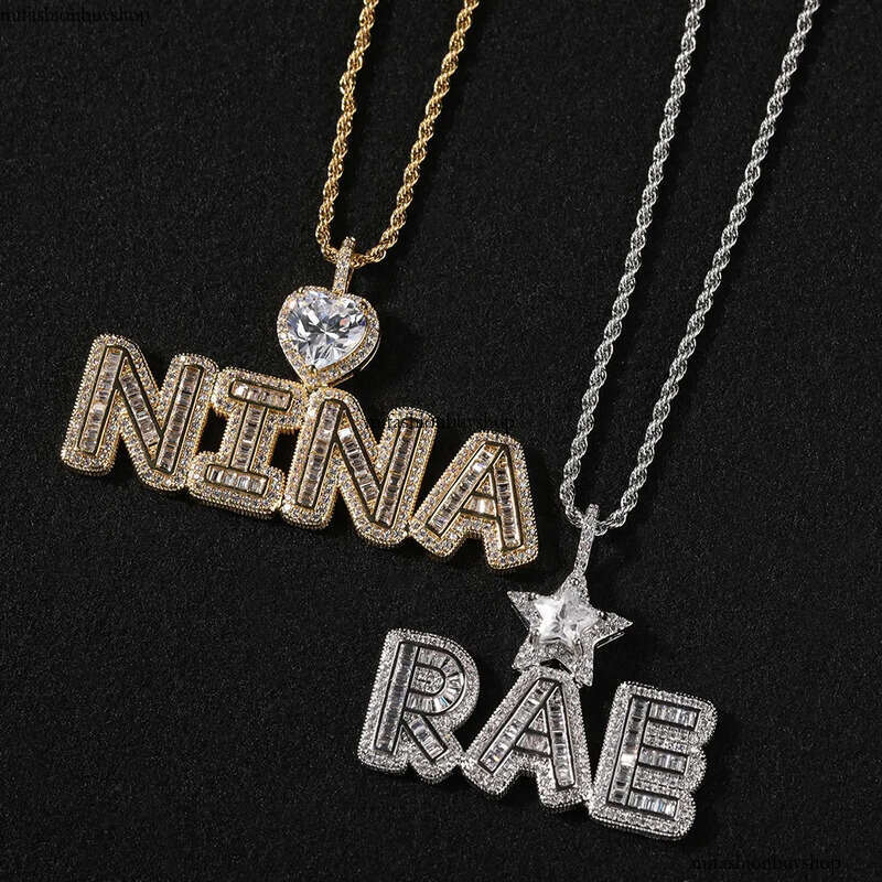 DIY Custom A-Z Name Letters Pendant Necklace 5A T Zircon Women Men Jewelry Gift