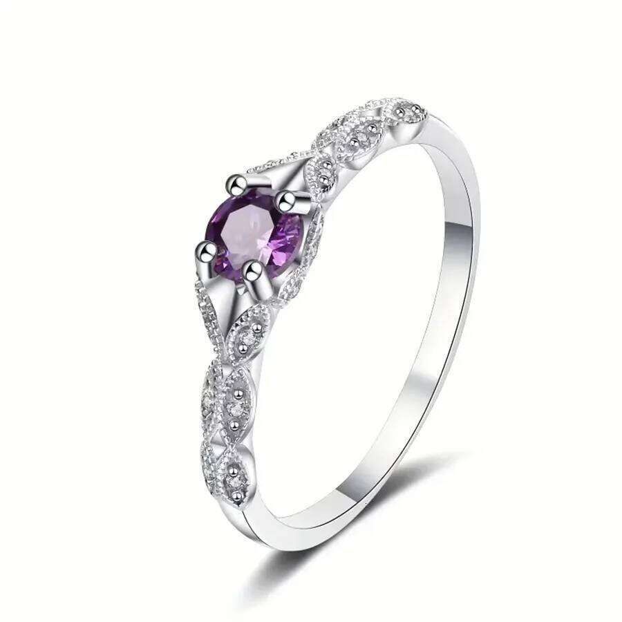 Autumn Winter New Light Style Amethyst Zirconia Women's in Europe and America Simple Fashion Gem Ring
