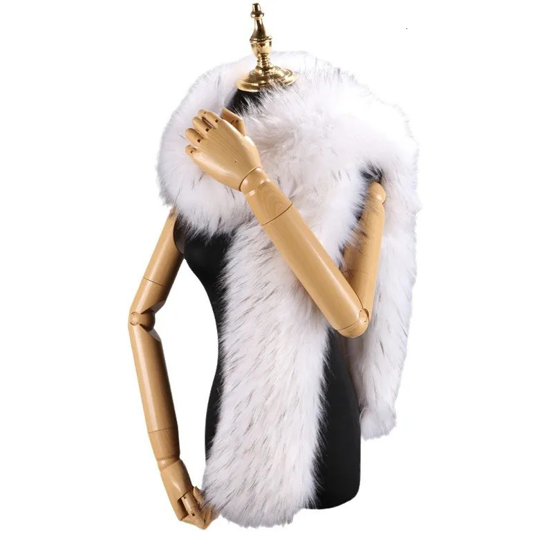 2025 Super Long Faux Fox Fur Scarf Wrap Plush Boa Collar for Women Winter Warm Shawl Necklace Stole Elegant Winter Accessory 250929