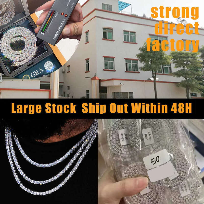 Wholesale Price Fine Jewelry Dia Necklace 2MM 3MM 4MM 5MM Sterling Sier GRA D Color Vvs Moissanite Tennis Chain