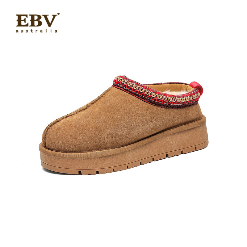 EBV designer shoes free shipping High quality Sheepskin fur on Leather thick soled snow boots for women thickened keep warm winter cotton shoes white 