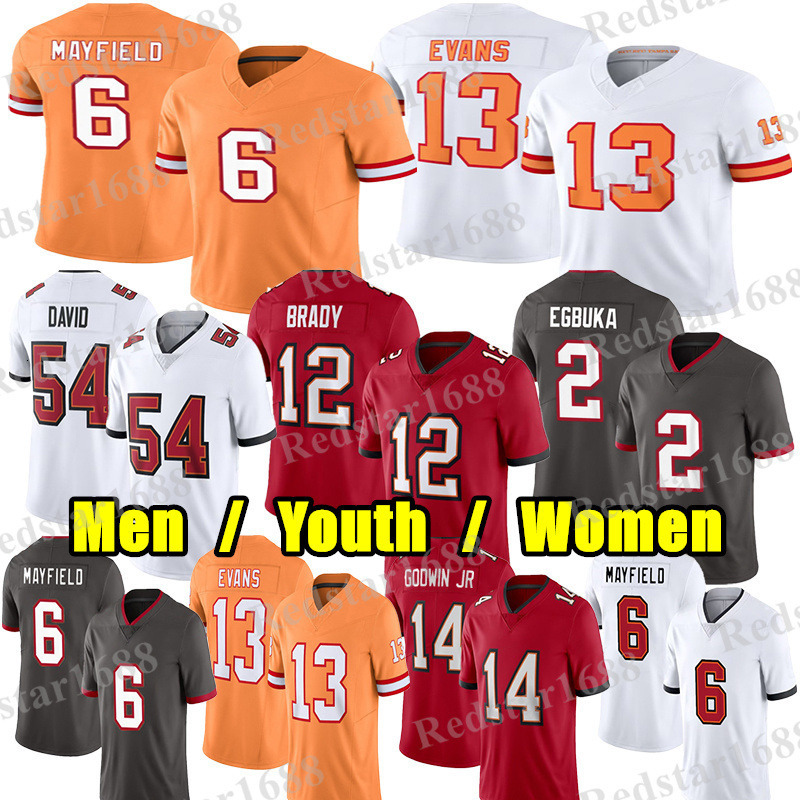 6 Baker Mayfield Football Jersey 7 Bucky Irving Mike Evans Tom Brady Chris Godwin Jr Lavonte David Vita Vea Otton Calijah Kancey Rob Gronkowski Emeka 