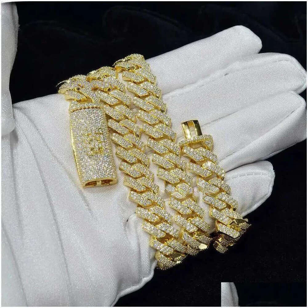 Pendant Necklaces 10Mm Moissanite Cuban Chain Fast Round Brilliant Cut 10K 14K Solid Gold k For Men Women Drop Delivery Jewelry Pe Dhpot
