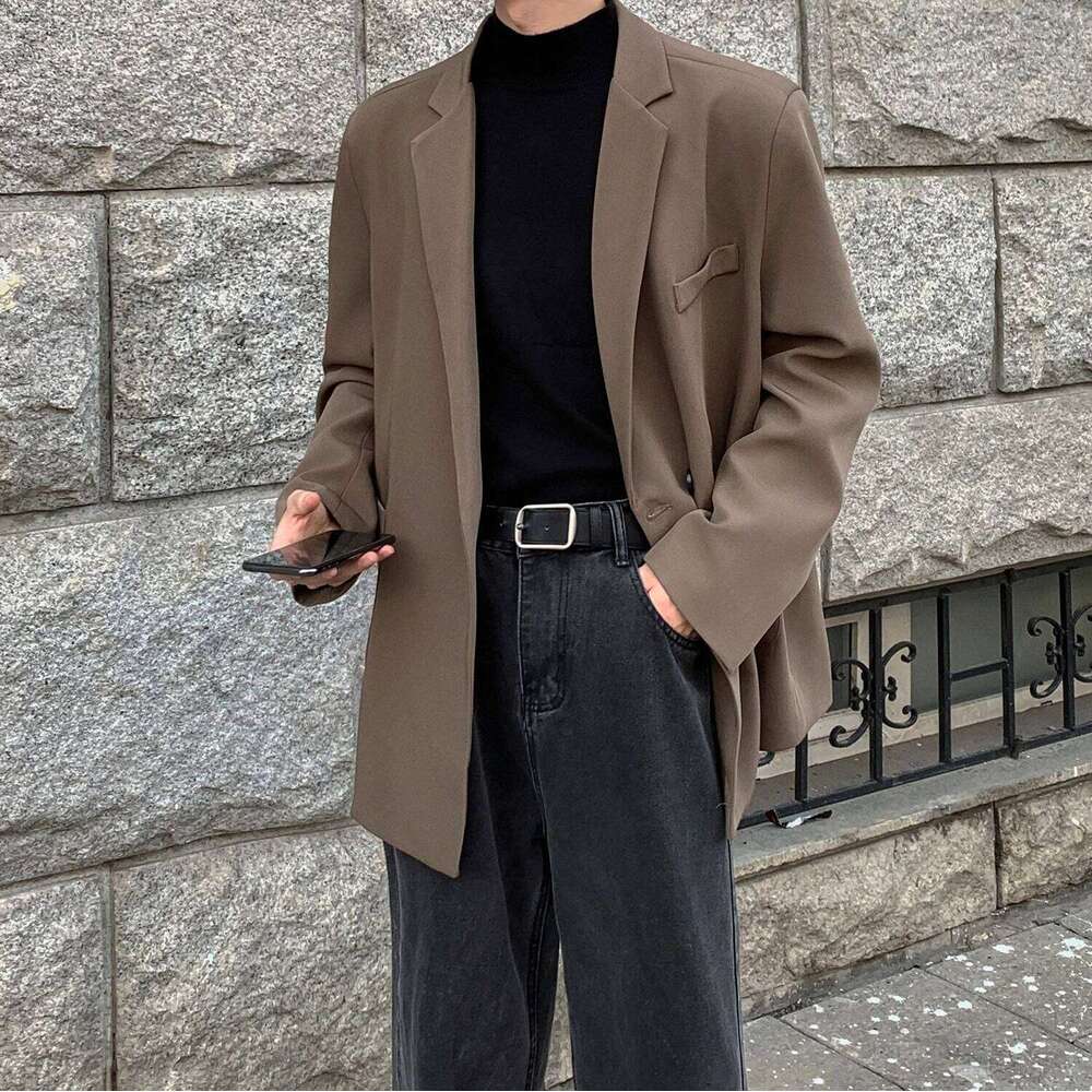 Spring Summer Formal Blazers Korean Fashion Loose Casual Dress Men Haruku Social Suit Jacket Clothing