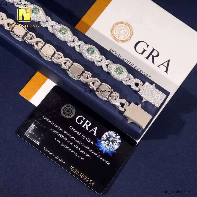Plated Bracelet Custom Iced Out Colored Moissanite Dia Hip Hop Men Style Jewelry Sier Infinity Cuban Link Chain