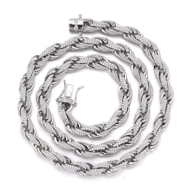 Customized Bulk Size 6mm 8mm 10mm Iced Out Cz Rope Chain Sterling Sier HipHop Jewelry Moissanite Cuban Necklace