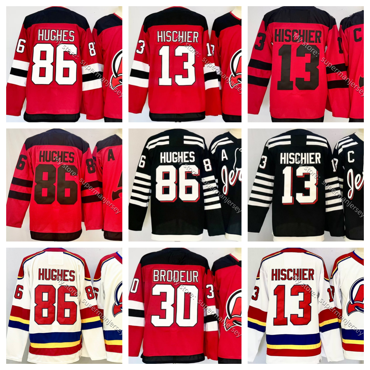 13 Nico Hischier Jack Hughes 86 Hockey Jerseys Martin Brodeur 30 Jesper Bratt White Men New Stitched Jerseys