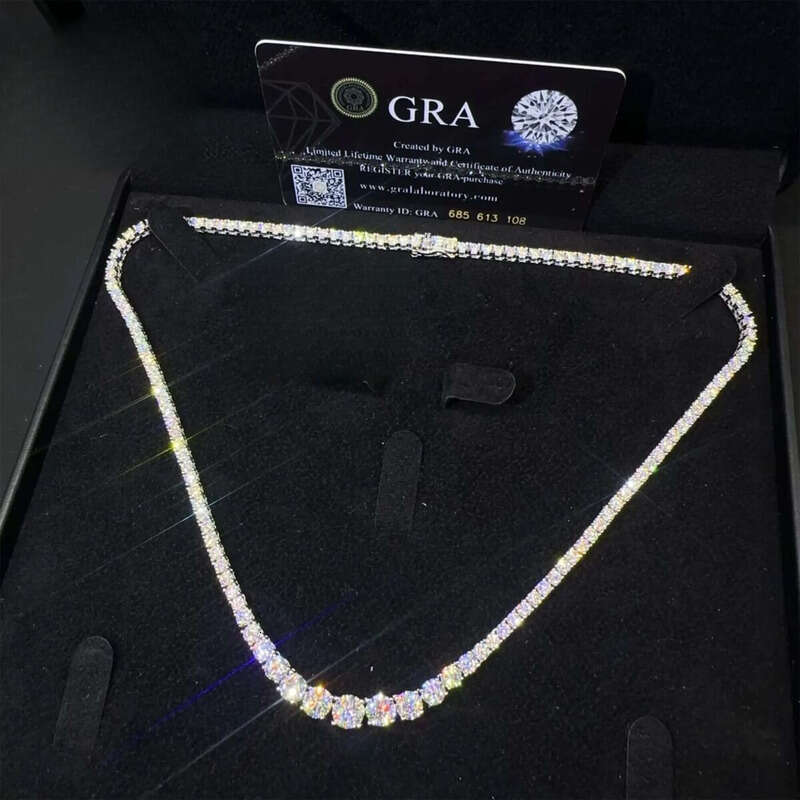 Fashion Women Female Gift Jewelry VVS Moissanite Sterling Sier Hip Hop Cluster Tennis Chain Necklace