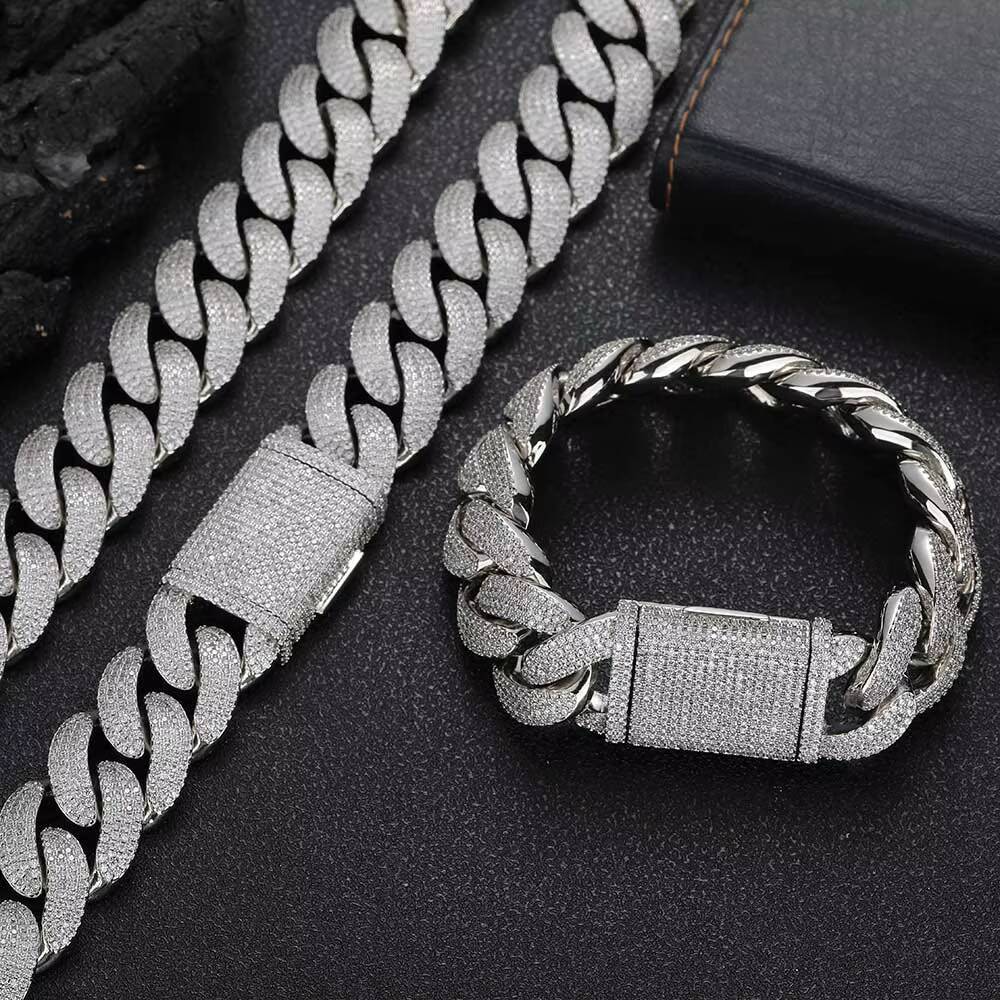 NUOYA New Style Iced Out CZ Cuban Chain Bracelet Hip Hop Mens Jewelry 18k Gold Plated Cuban Link Chain Men Bracelet
