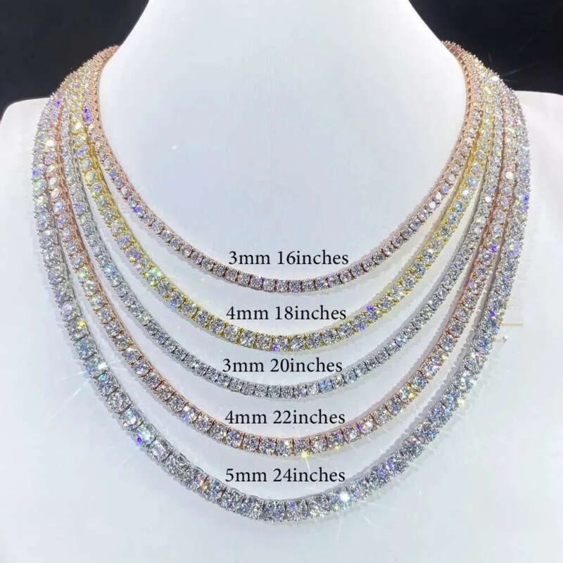 6mm 8mm VVS Moissanite Tennis Chain 7-24 inch Women's and Men's Bracelet Necklace