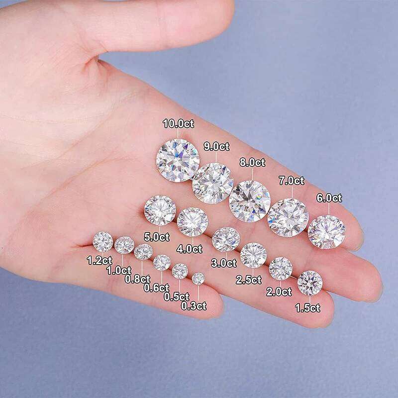 Real Moissanite Stone D Color 3EX Round Cut 0.1-12.0ct VVS1 Moissanita Loose Gemstones Pass Dia Tester with GRA Certificate