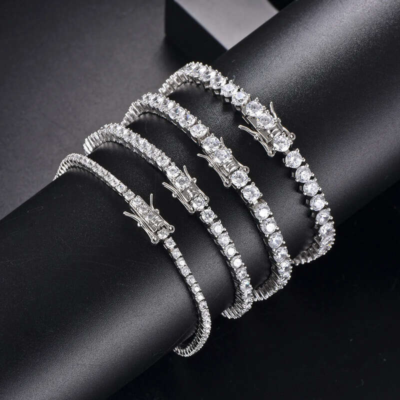 TennisChain Jewelry 2-6MM Tennis Chain Fashion Men and Women Hip-Hop Zircon Bracelet High-End Feel