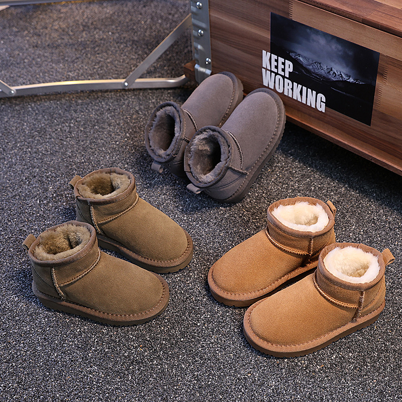 EBV designer shoes hot free shipping High quality cowhide New warm and anti slip fashionable children's snow boots size 25-36