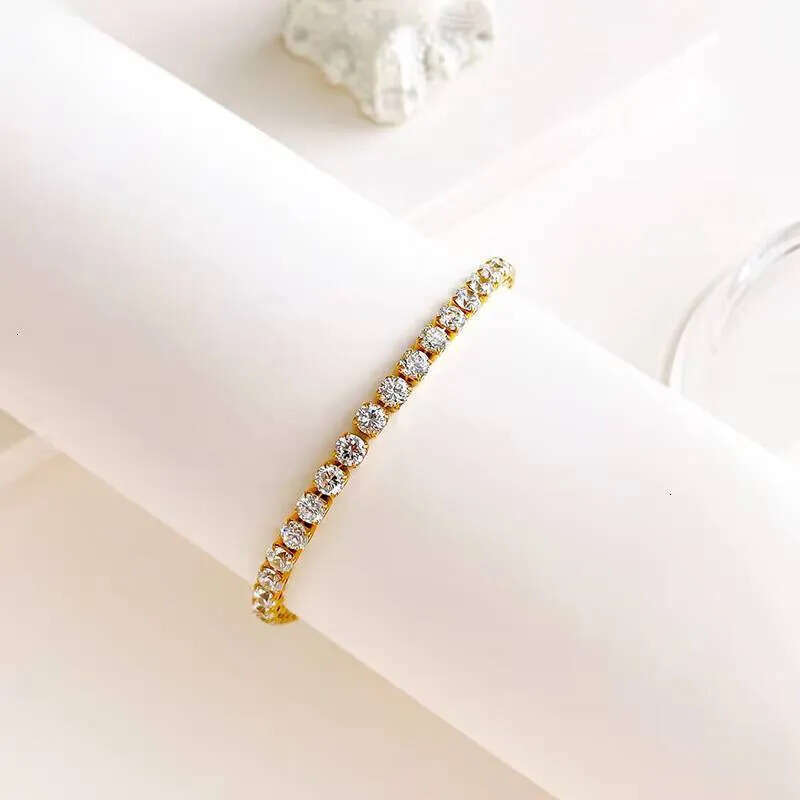 Hot Sale Cubic Classic Tennis Stainless Steel Bracelet Bangle Enamel Zirconia Sier Gold Women Bracelets