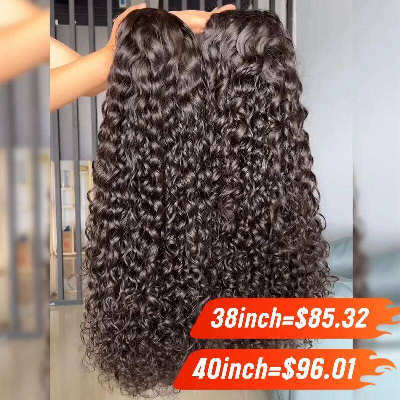 38 40Inch 15A Raw 250% Deep Curly Human Hair 13X4 HD Frontal Wig Full Cuticle Water Wave Lace Front Glueless Wigs Xiusiyuan2510