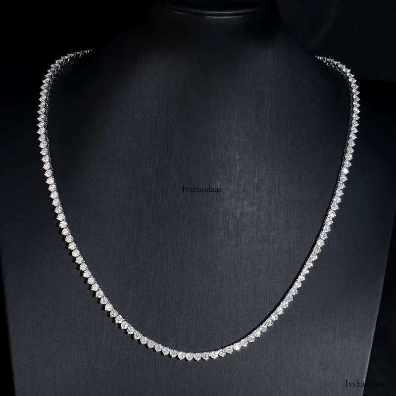 Hip Hop Necklace Pass Dia Tester 3mm GRA VVS Moissanite Iced Out 3Prong Mossanite Tennis Link Chain