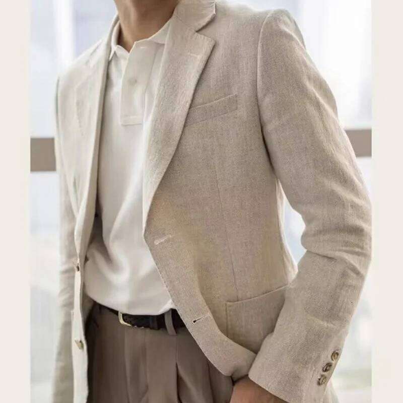 Summer Linen Casual Men's Lightweight Breathable Slim-Fit Blazer Vintage Italian Style Trendy