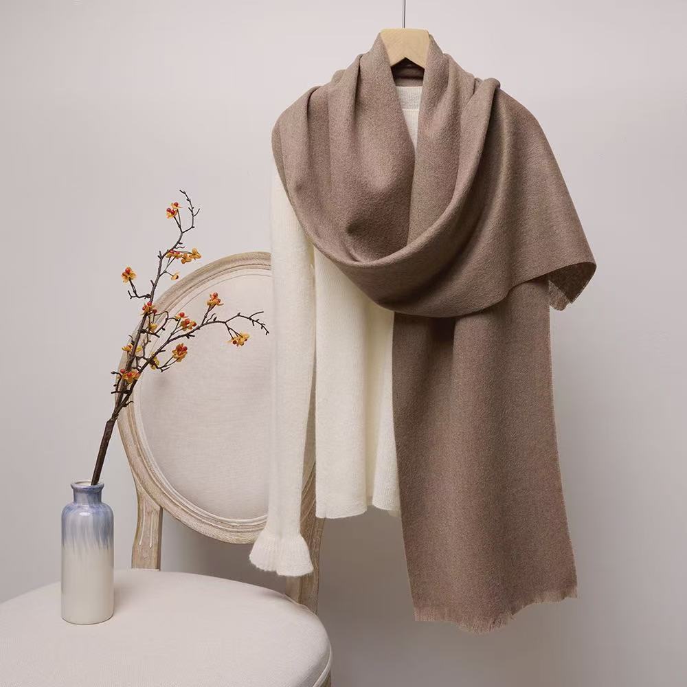 T1953 pure wool scarf autumn and winter warm all-match solid color