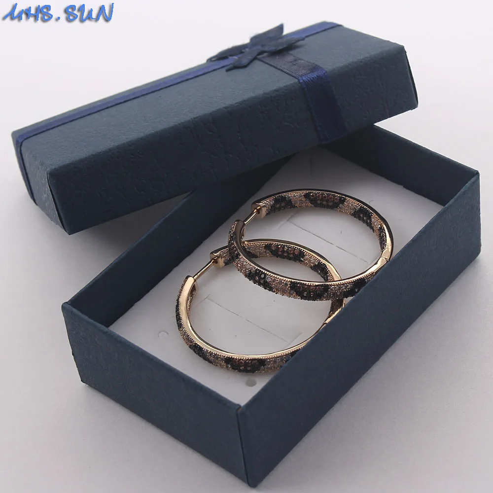 MHSSUN est Womens Fashion Leopard Hoop Earrings Zircon Jewelry For Girls Party Copper CZ Crystal Earrings 1Pair 250930