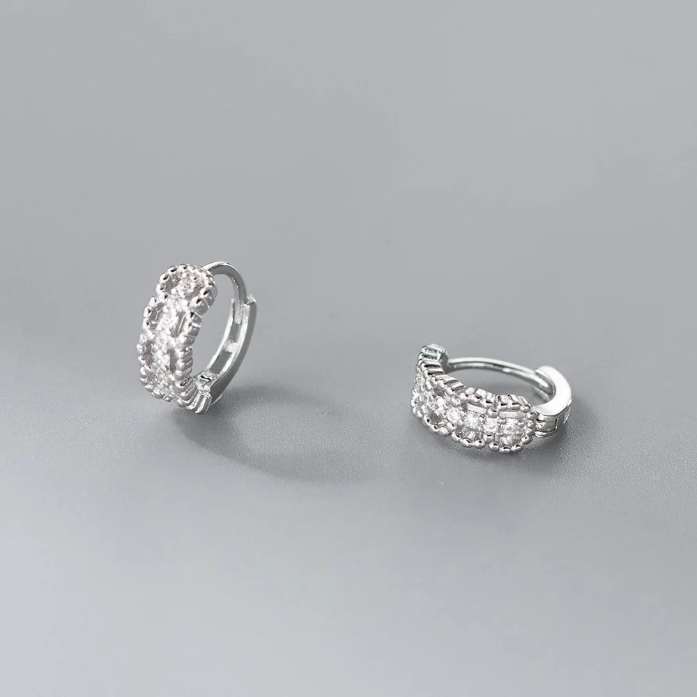 INZATT Real 925 Sterling Silver Lace Zircon Flower 18K Gold Hoop Earrings For Women Cute Fine Jewelry Light Accessories 250930