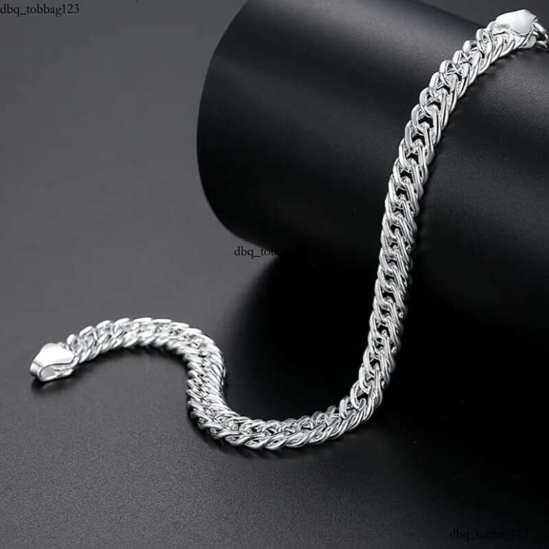 2024 Top Sell Link Chain Bracelets Simple Fashion Jewelry White Gold Fill Personality Men Women Wedding Beach Bangle For Love Gift