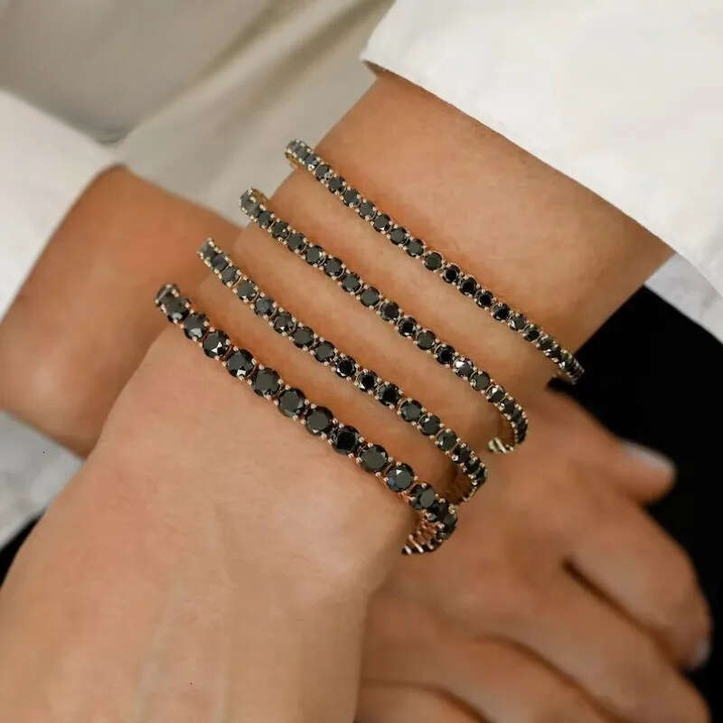 sterg sier GRA Certificated 3mm 4mm black moissanite chain pass dia tester hip hop tennis necklace