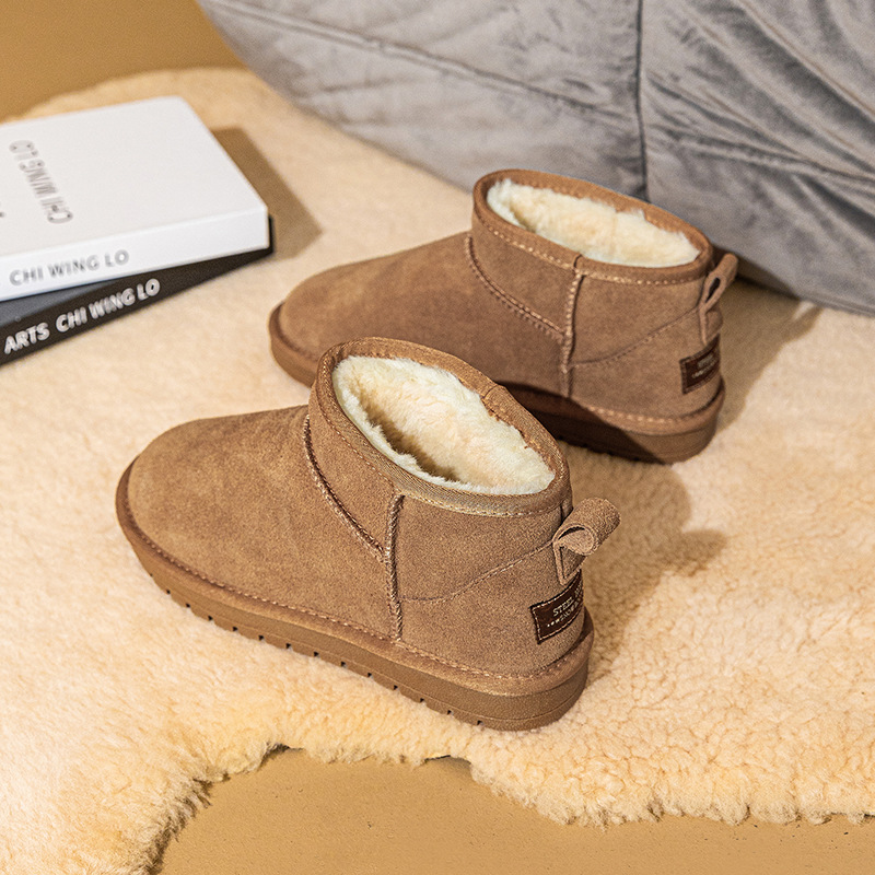 Designer shoes free shipping High quality winter plush and thick leather waterproof anti slip and warm snow boots for men and women size 35-45 brown b