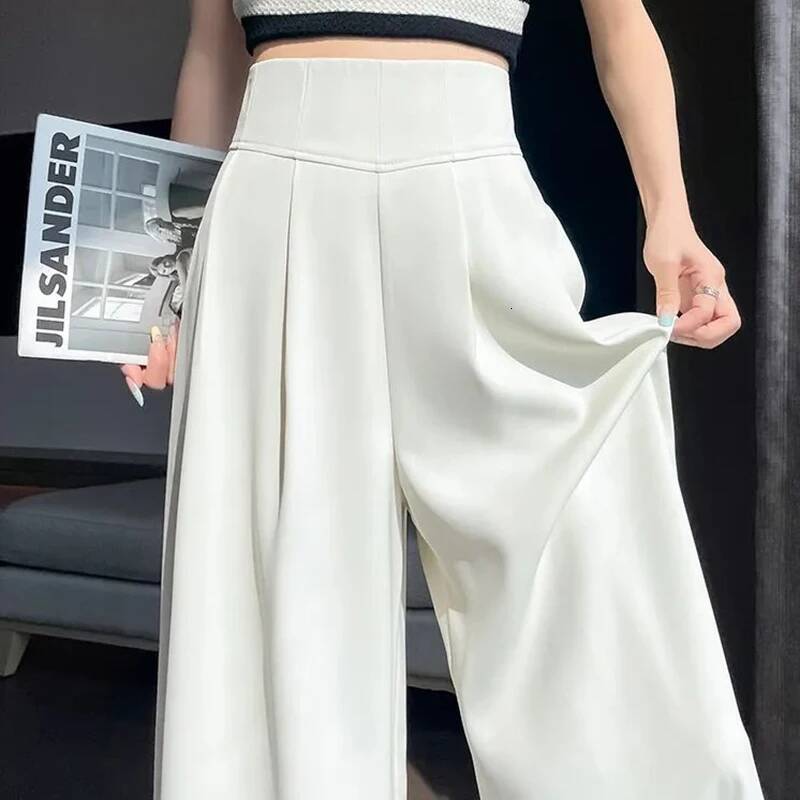 2025 Spring Summer Female Concise High Waisted Pants Lady Korean Basic Slim Fit Suit Trousers Women Straight Leg Baggy Slacks dongdumaoyi