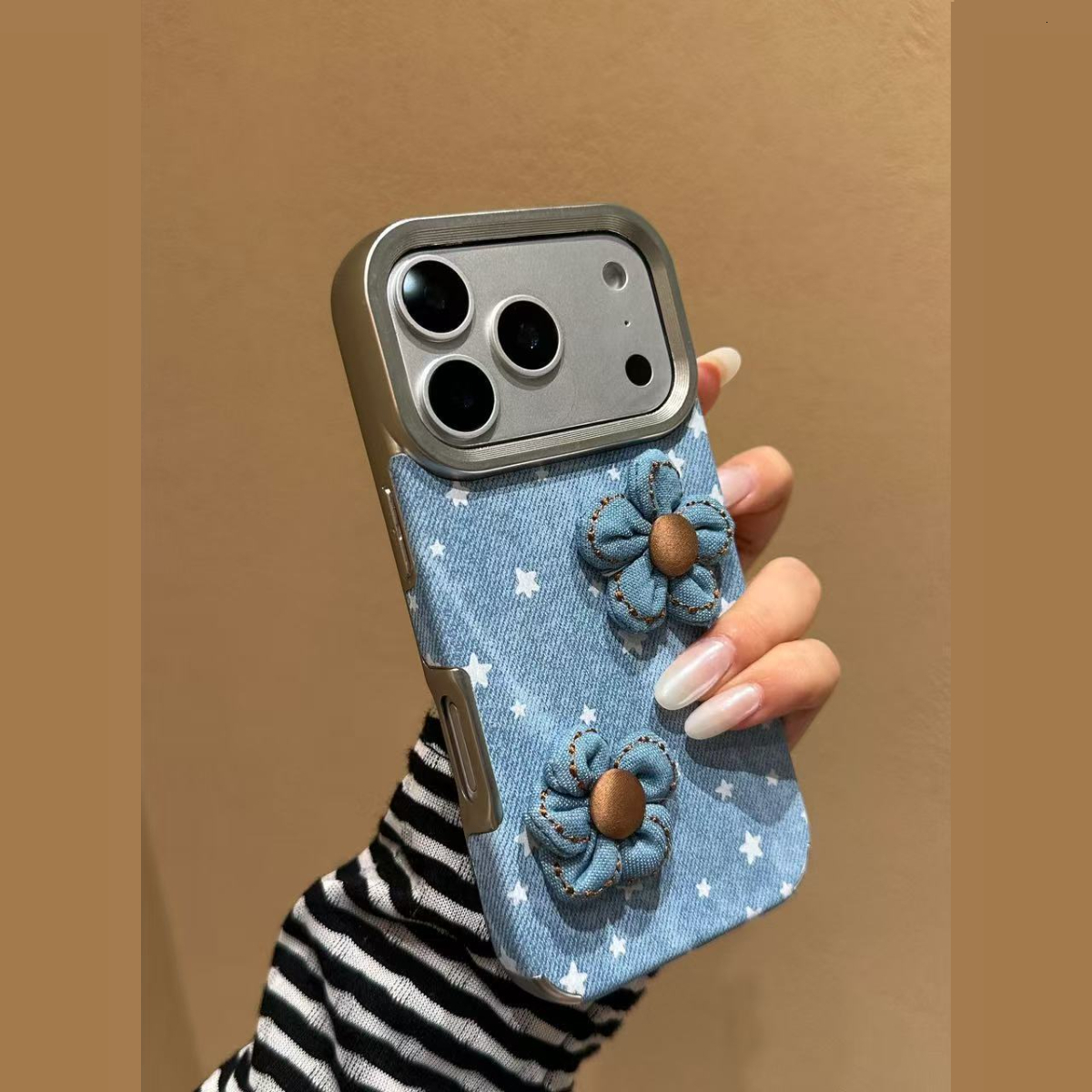 Compatible with iPhone 17 Pro Max Cute Flower Floral Case, Soft Shockproof Protective Phone Case for iPhone 16 Pro Max Women Girls Flower Blue