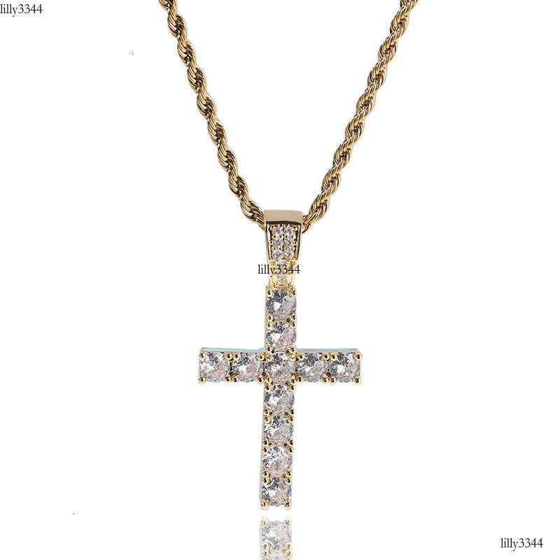 necklace moissanite chain New Cross Personalized Side Glow Set PendantCuban Chain Hip Hop Personality jewelry Moissanite dia