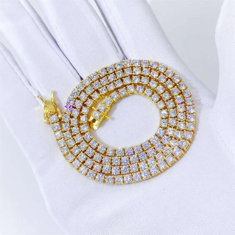 Moissanite tennis 3mm hip-hop full dia Cuban chain