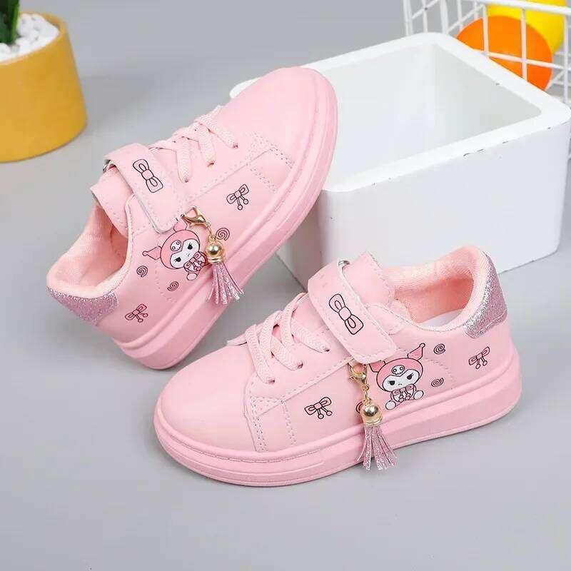 2025 Children's Little White Girls' Student Flat Bottom Casual Sports Low Top Spring Korean Plate Shoes