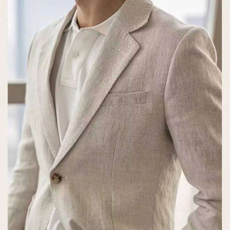 Summer Linen Casual Men's Lightweight Breathable Slim-Fit Blazer Vintage Italian Style Trendy
