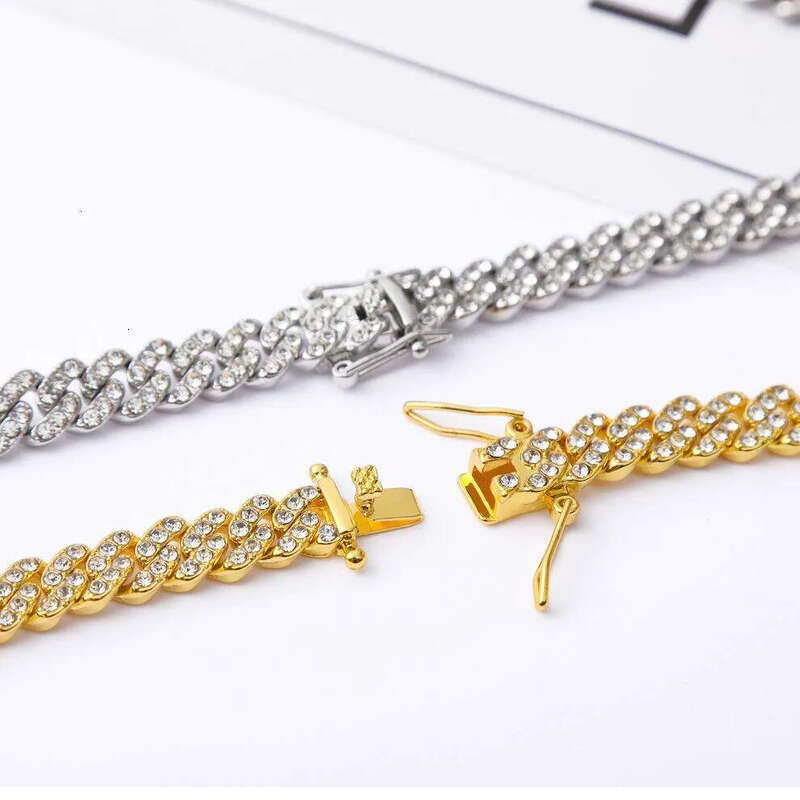 DHCollections Cuban Link Chain for Men Women 9mm Wide Iced Out Rhinestone Bling Fashion Jewelry Hip Hop Style Sier Necklace Adjustable
