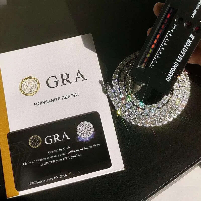 4mm 5mm VVS Moissanite Tennis Chain 7-24 inch Women's and Men's Bracelet Necklace