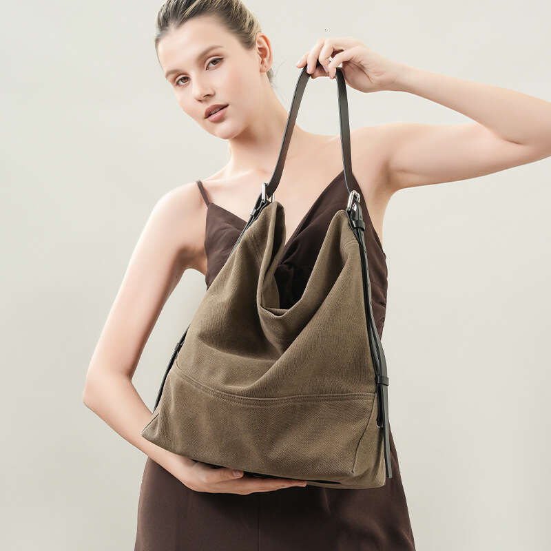 designer bag Luxury bag Cowhide Underarm Commuter High-End Tote Artistic Niche Single Shoulder Handheld Large Capacity Canvas Bag