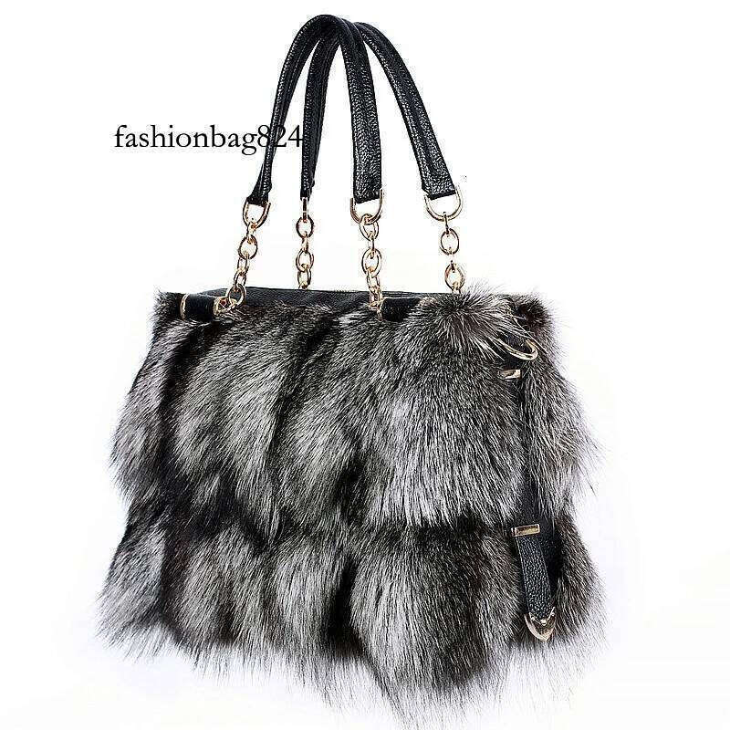 Winter Women's Fashion Handbag Ladies Purses Women Shoulder Bag Real Sier Fox Fur Messenger Bags
