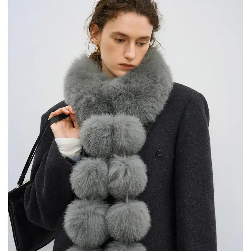 Long Faux Fox Fur Scarf Women Winter Warm Soft Furry Scarves Casual Lady Outdoor Neck Warmer Collar 250929