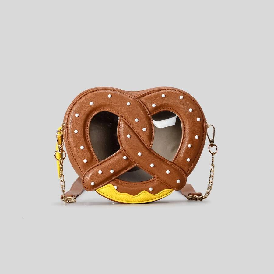 Funny 3D twisted soda bread design messenger bag cute transparent love hearts women shoulder crossbody bags novelty small purses high-quality