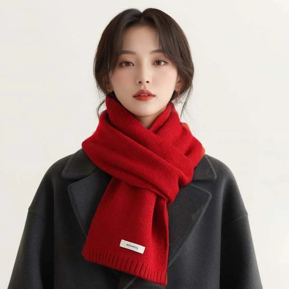 Large Solid Color Knitting Wool Scarf Soft Coldproof Long Thickened Neckscarf Versatile Windproof Winter Warmer Scarf Outdoor 250930