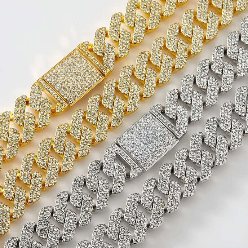 Fashion jewelry 20MM3 row moissanite hip-hop Cuban chain exaggerated rap men's designer necklace