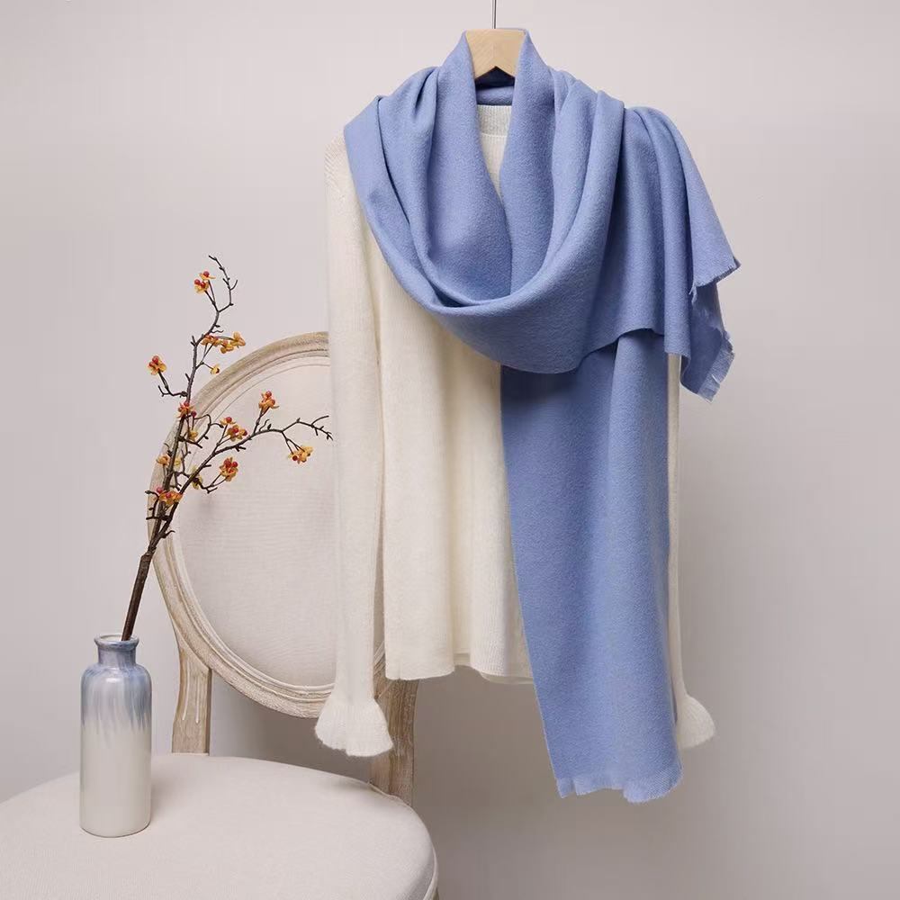 T1955 pure wool scarf autumn and winter warm all-match solid color